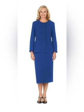 NWT Beautiful Blue Giovanni double-breasted Skirt Suit